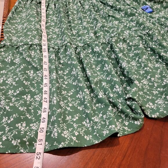 Aly Daly Small Smocked Maxi Dress Green Floral Print Size Small Three Tiered - Picture 15 of 15